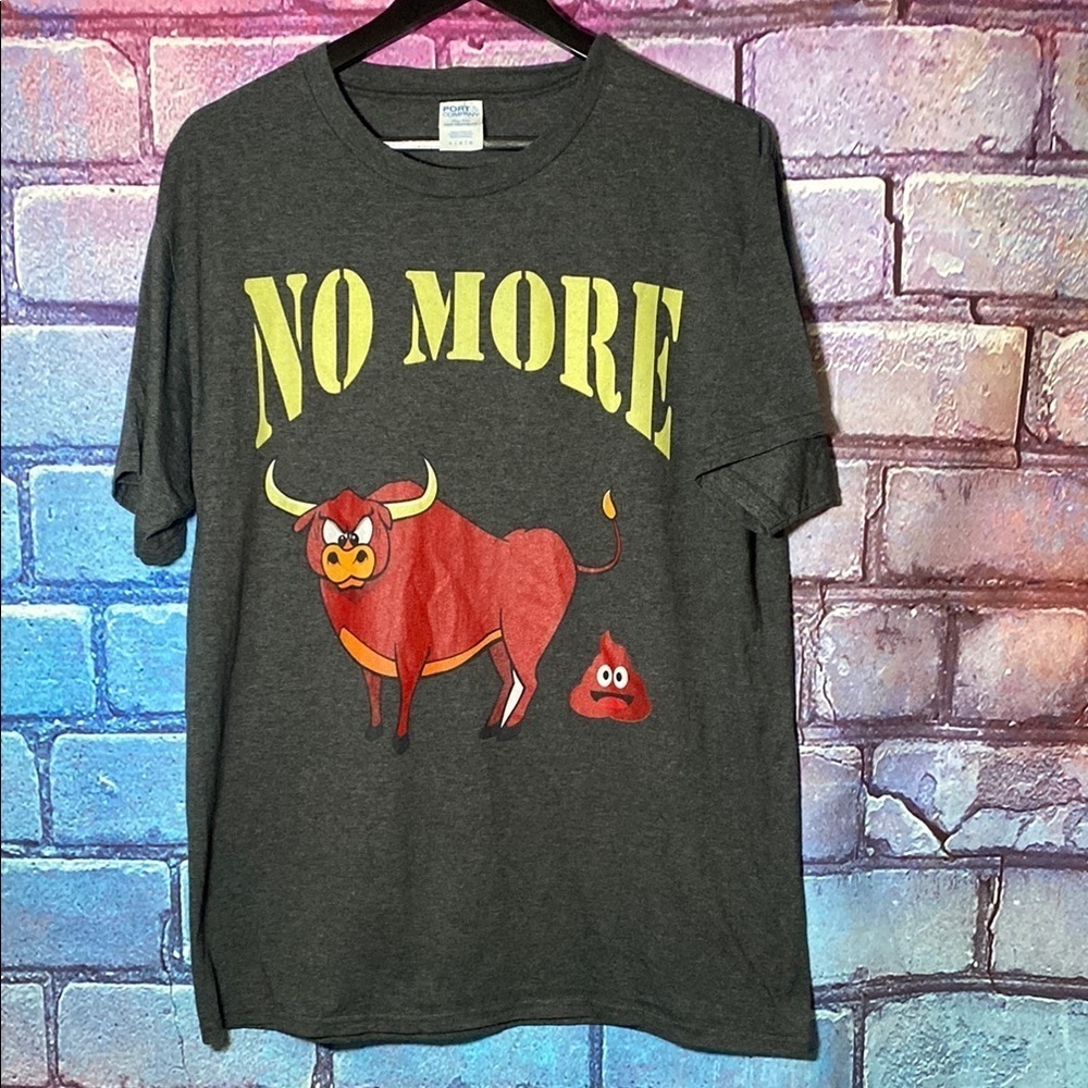 Funny Joke T-Shirt Large Graphic Tee with Bull Design